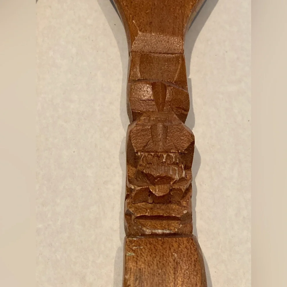 Vintage MCM Large Wooden Spoon and Fork Wall Hanging Tiki Totem Decor Lot of 4